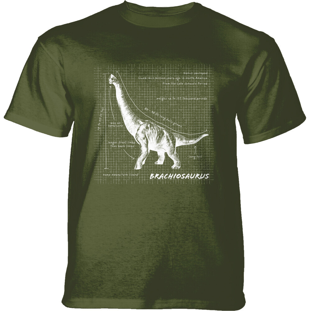 Tričko unisex The Mountain Brachiosaurus Fact Sheet (Brontosaurus) - olivové, XXL