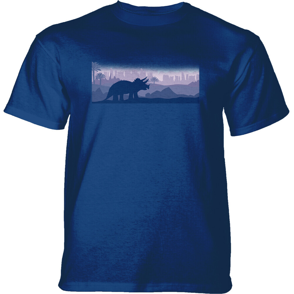Tričko unisex The Mountain Triceratops Silhouette - modré, XXL