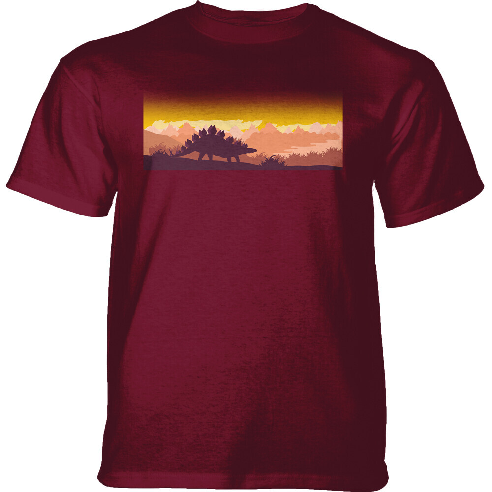 Tričko unisex The Mountain T-Rex Stegosaurus Silhouette - červené, XXL