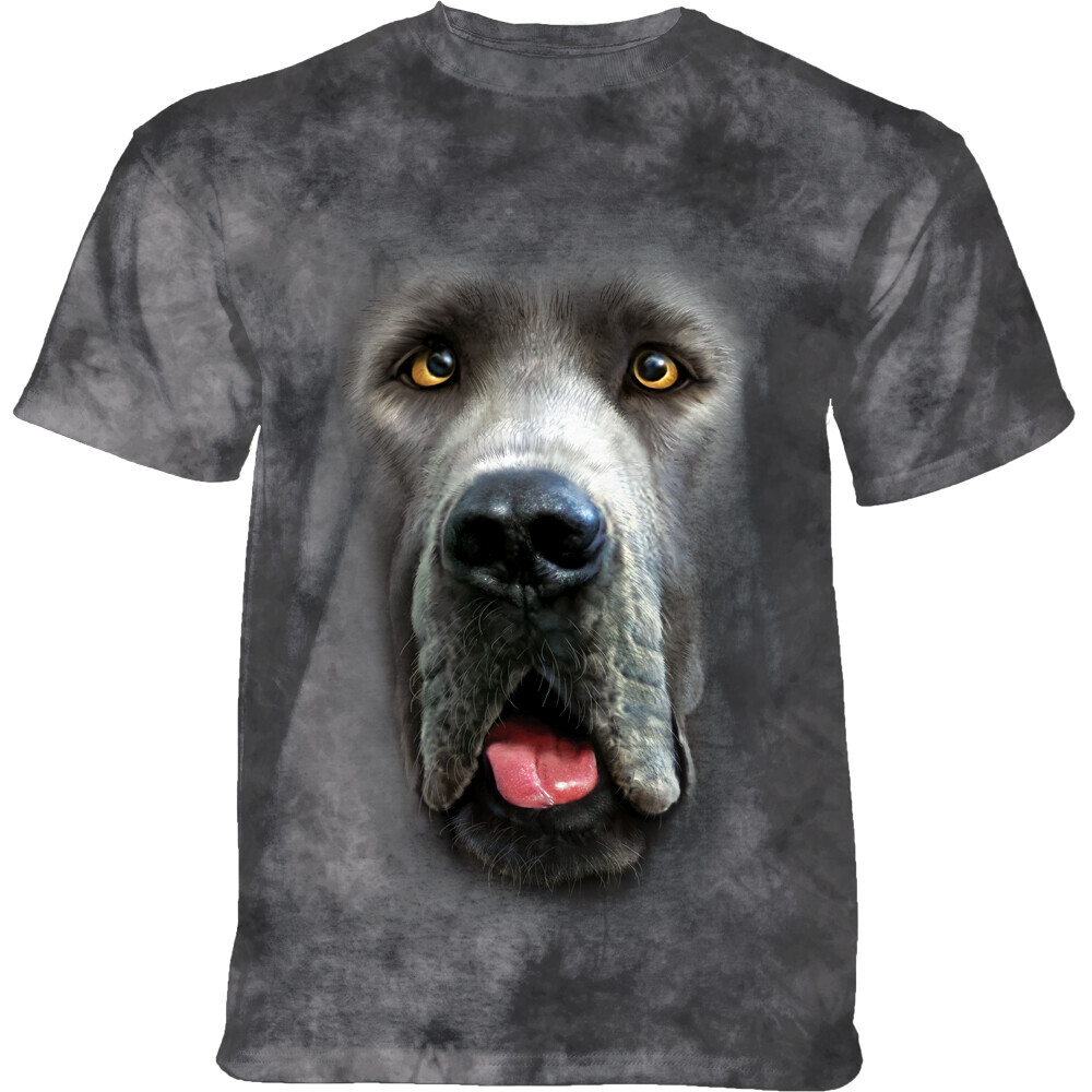 Tričko unisex The Mountain Big Face Great Dane (Nemecká doga) - sivé, 4XL