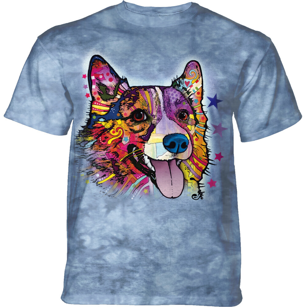 Tričko unisex The Mountain Russo Corgi (Welsh Corgi Pembroke) - modré, 4XL