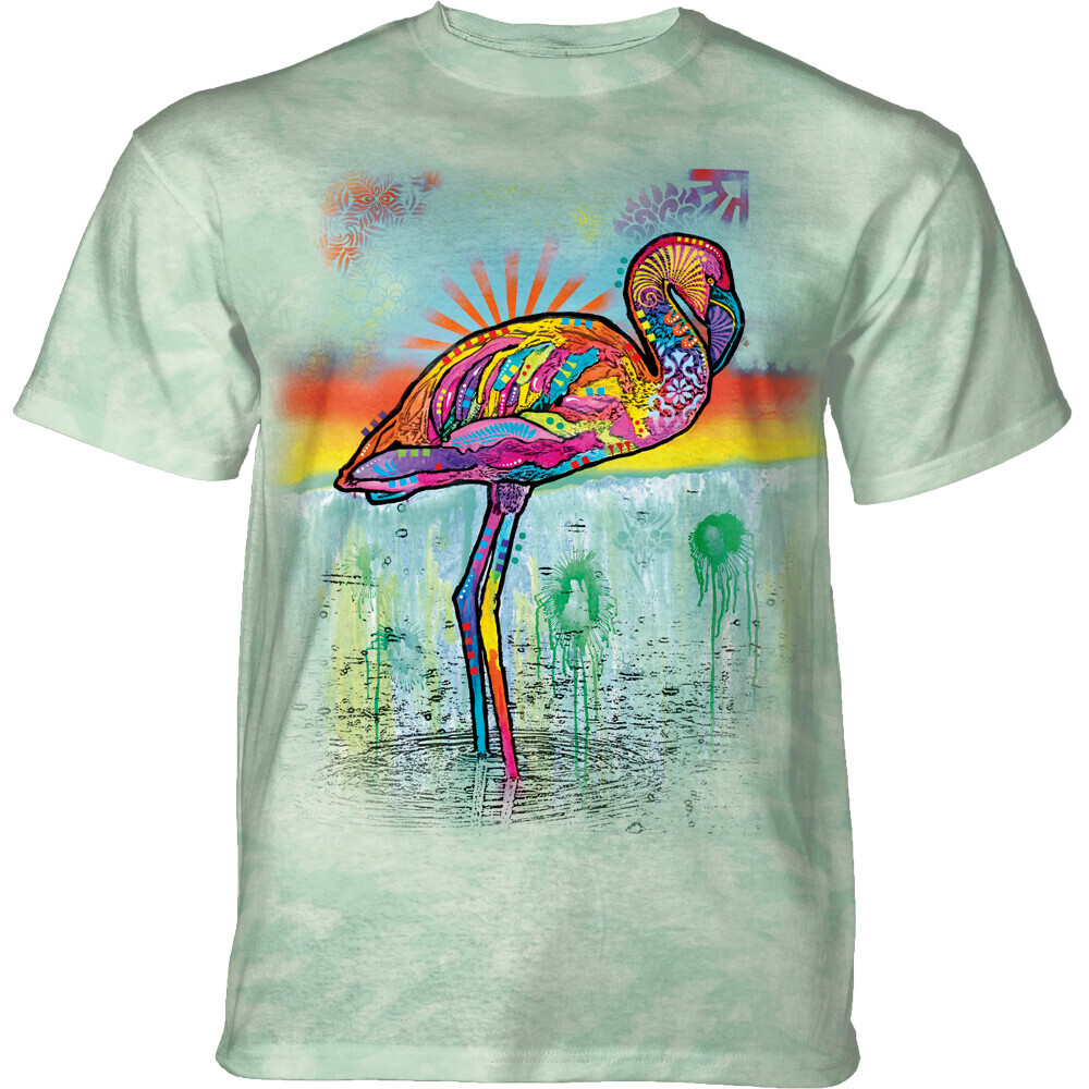Tričko unisex The Mountain Russo Pink Flamingo (plameniak) - svetlo zelené, S