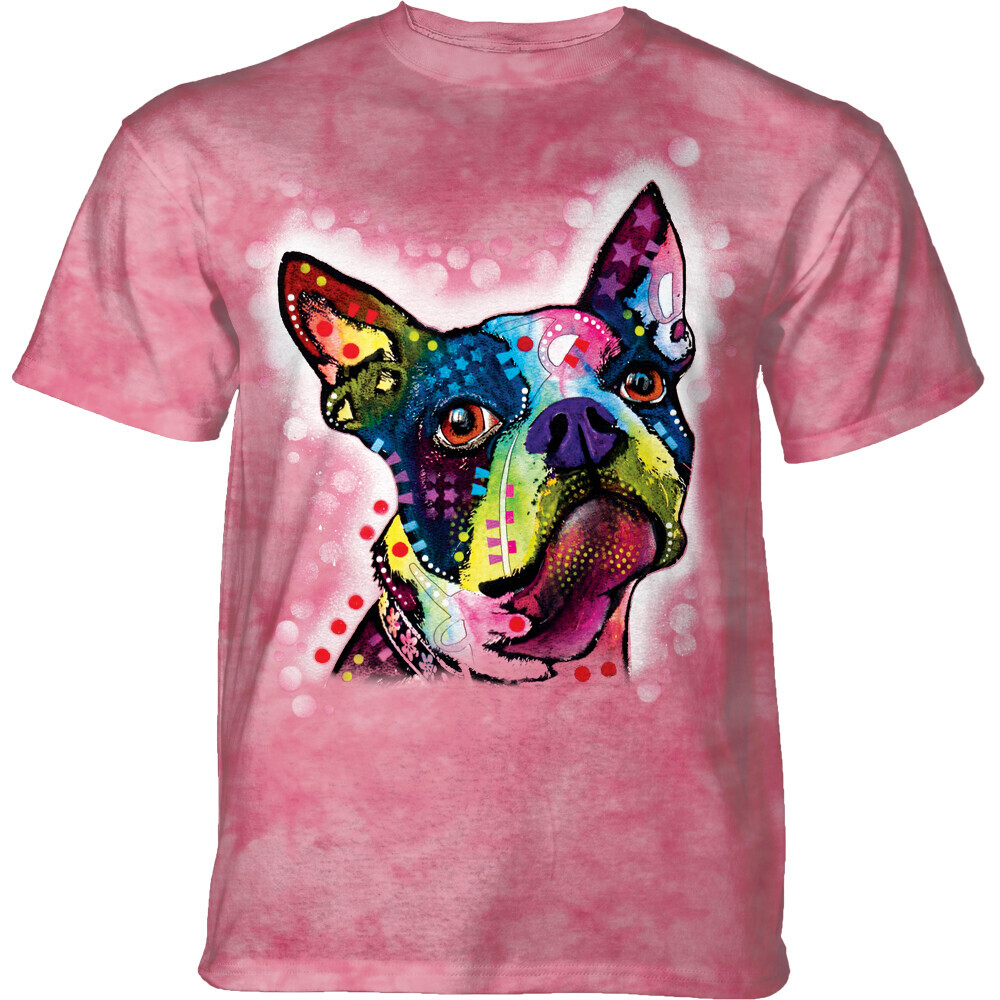 Tričko unisex The Mountain Russo Boston Terrier (Bostonský teriér) - ružové, 3XL