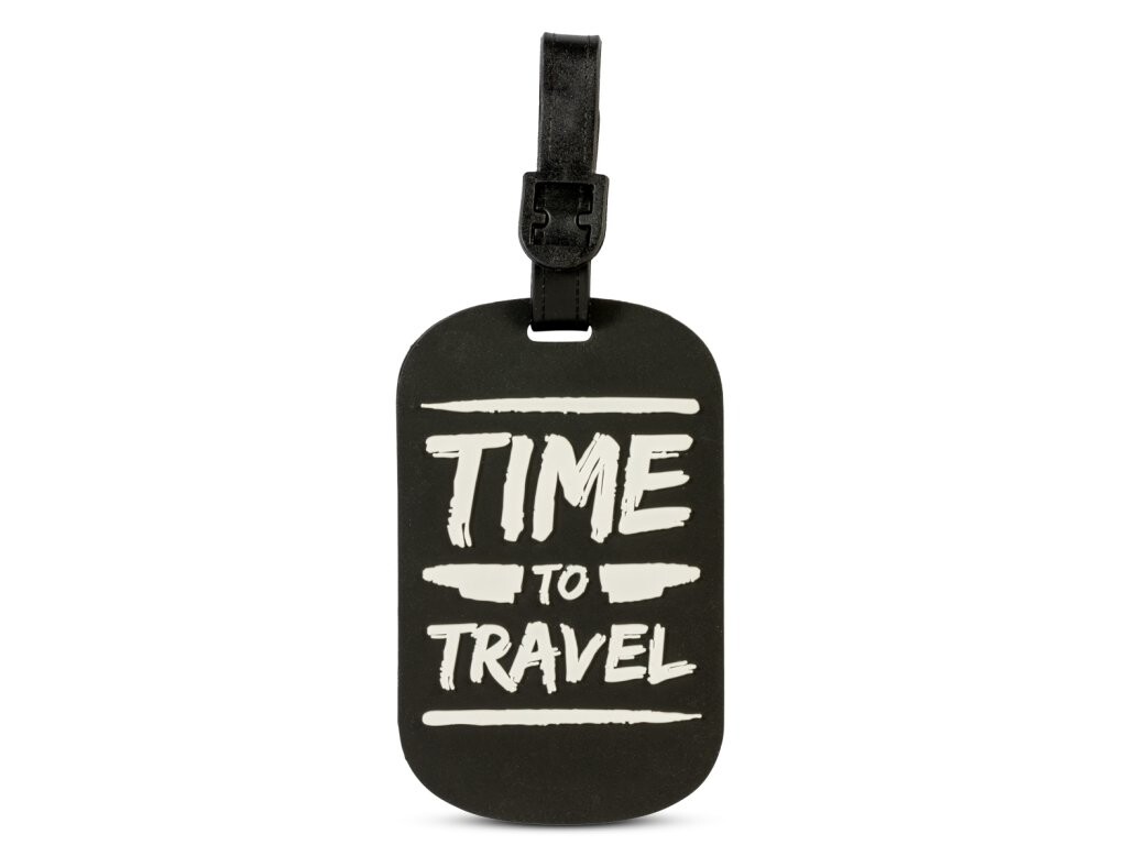Cestovné menovky na kufor Worldpack Time to Travel - čierne - 2 kusy