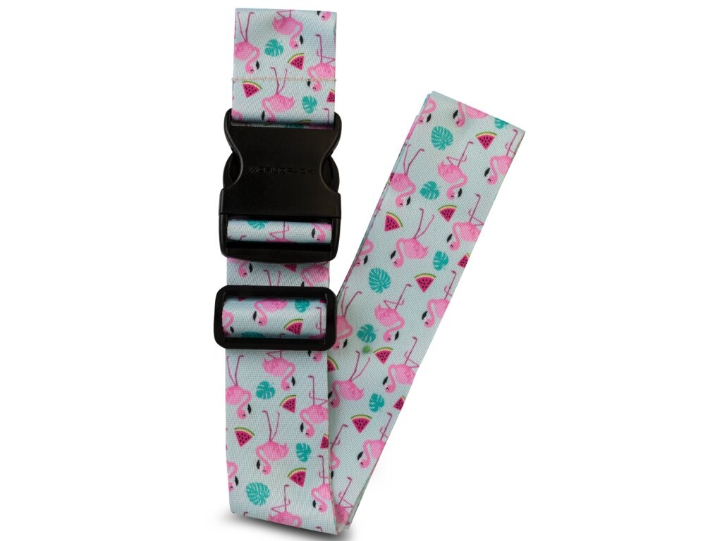 Cestovný popruh na kufor Worldpack - Mint s plameniakmi