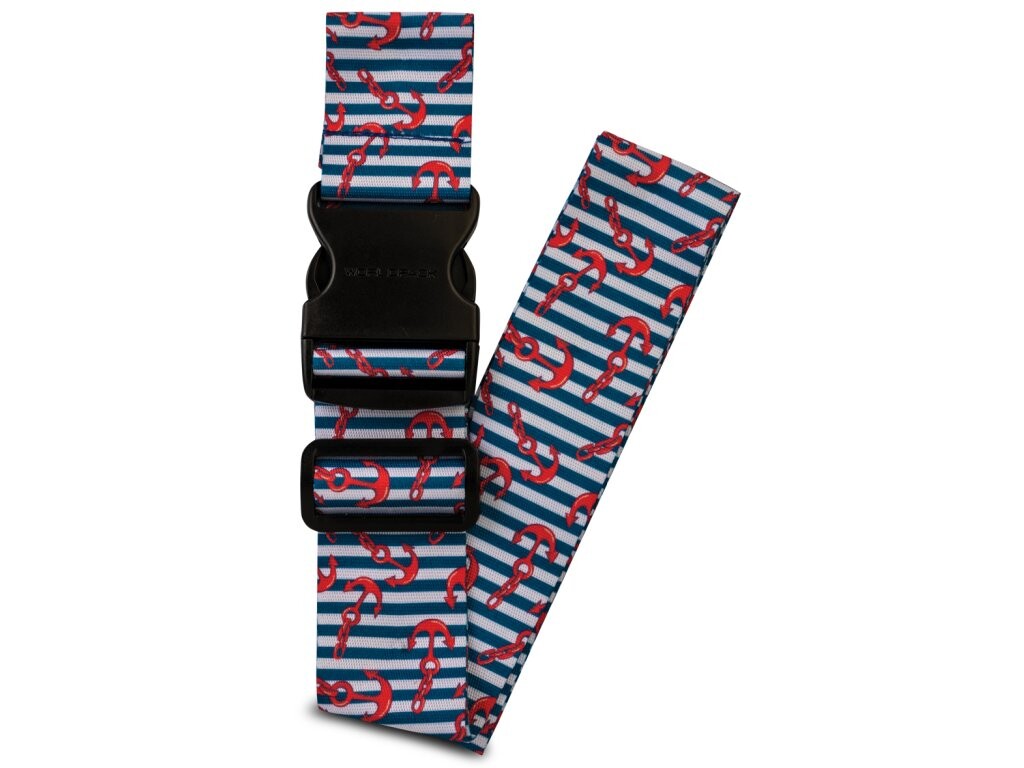 Cestovný popruh na kufor Worldpack - Modrý s kotvami