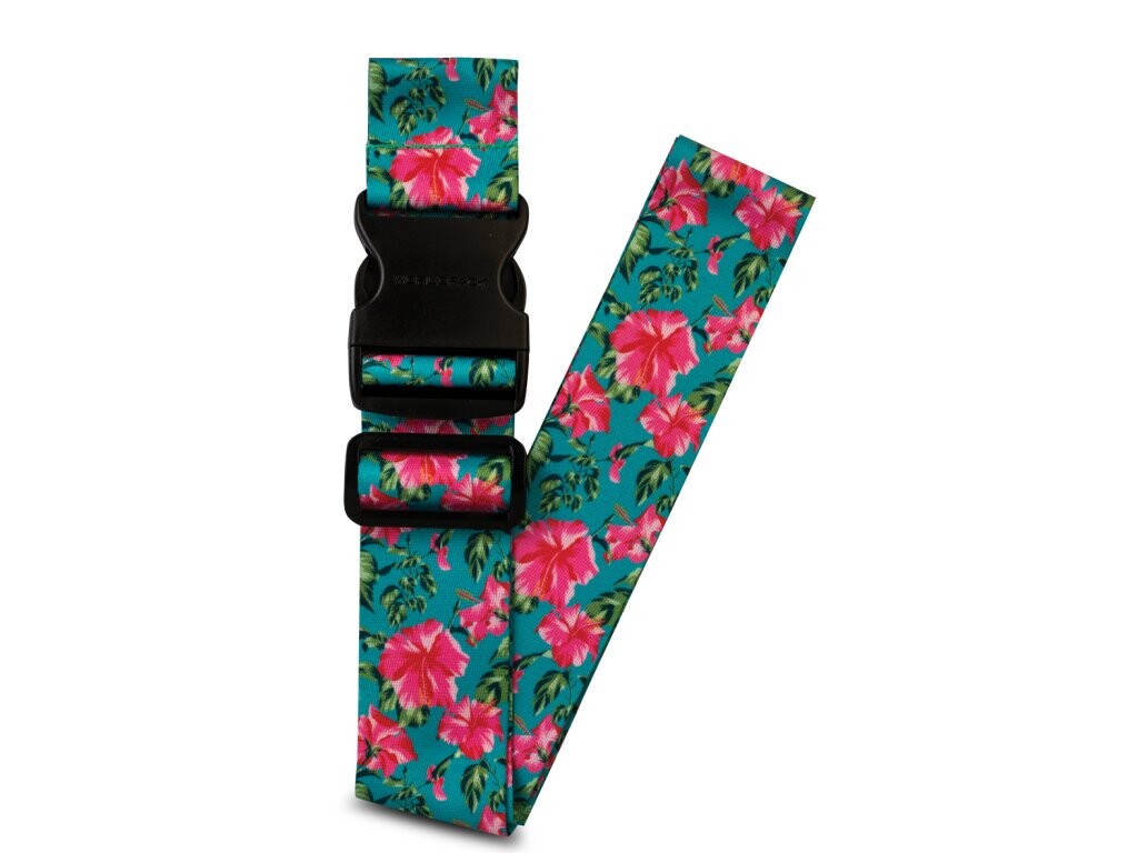 Cestovný popruh na kufor Worldpack - Tyrkysový s kvetinami