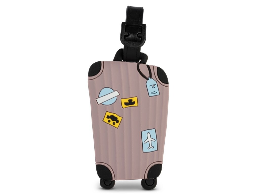 WORLDPACK menovky na batožinu kufor 2 ks - staroružové silikónové visačky 8,5 x 5,5 cm