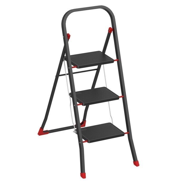KONDELA Arko 3 skladacie schodíky čierna / červená