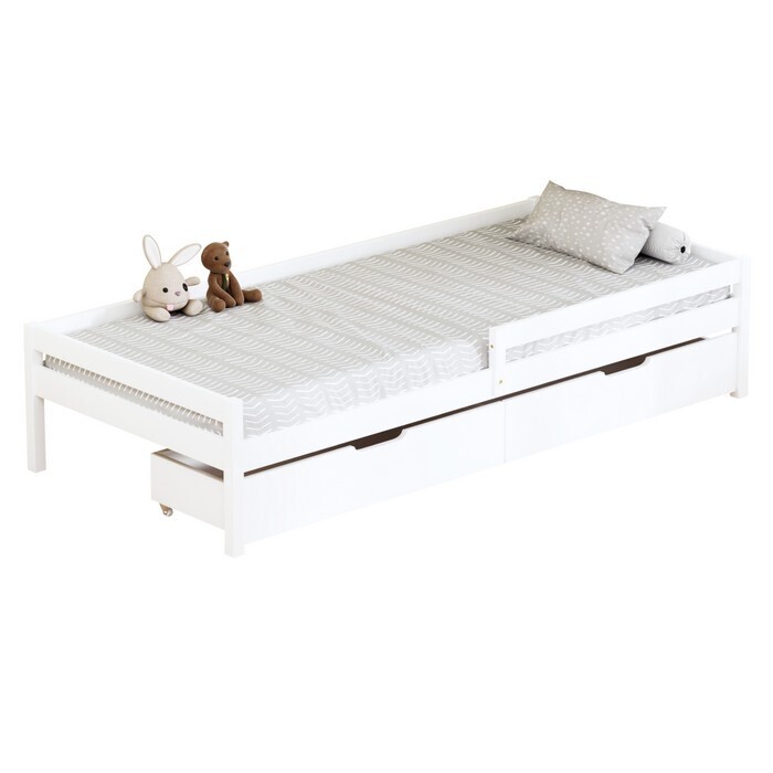 KONDELA Mix New jednolôžková posteľ s úložným priestorom biela