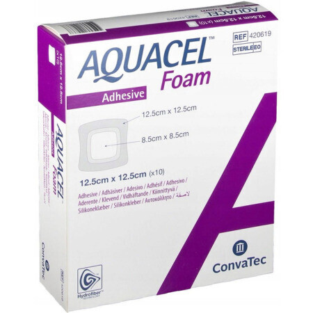 AQUACEL Foam Hydrofiber krytie na rany 12,5x12,5 cm, 1x10 ks 10ks