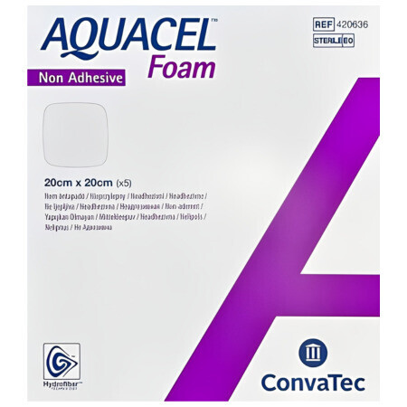 AQUACEL Foam neadhezívne penové krytie 20x20 cm, 1x5 ks 5ks