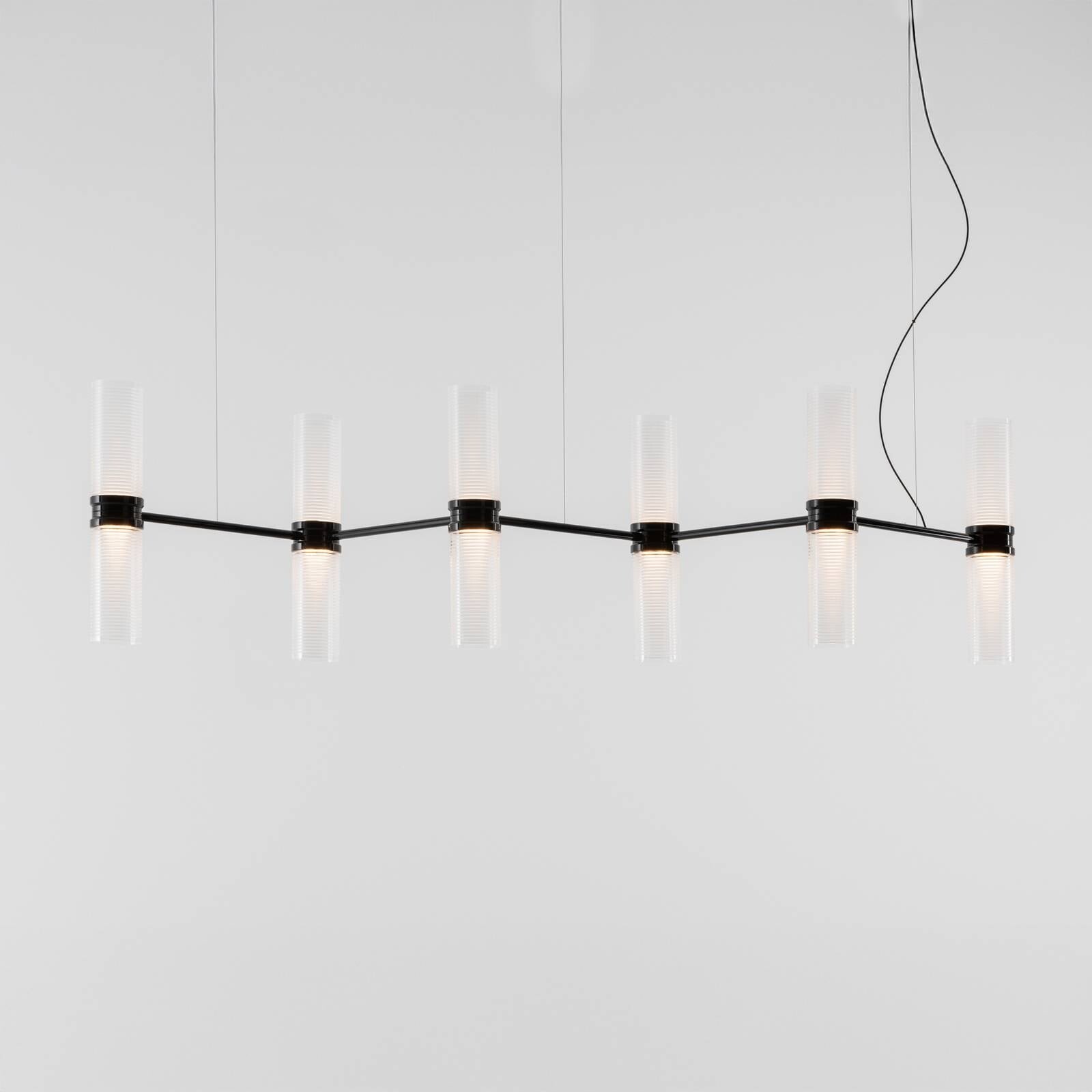 Artemide LED závesné svietidlo Zephyr Linear, čierna, 160 cm, aplikácia