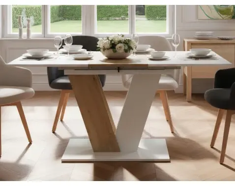 Rozkladací jedálenský stôl Siena 110x70 cm, biely/dub artisan%