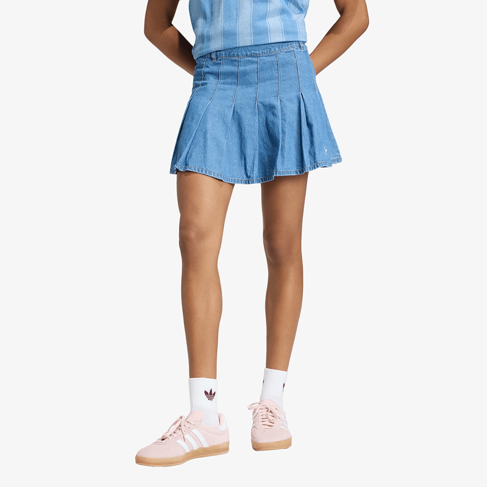 Sukňa adidas Denim Pleated Skirt Indigo Denim 40