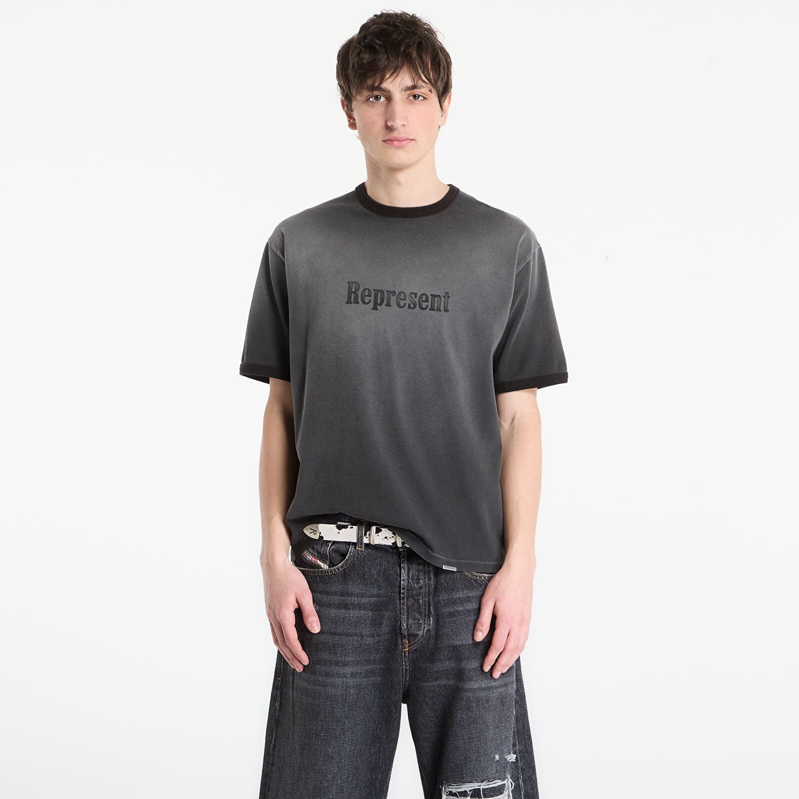 Tričko REPRESENT Ringer T-Shirt UNISEX Stained Black XXL