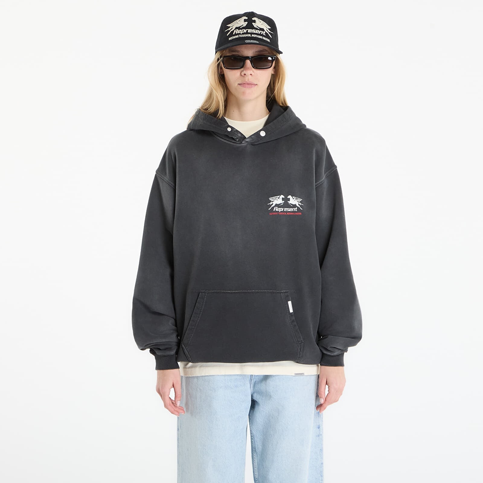 Mikina REPRESENT 24 Hour Service Hoodie UNISEX Stained Black XL