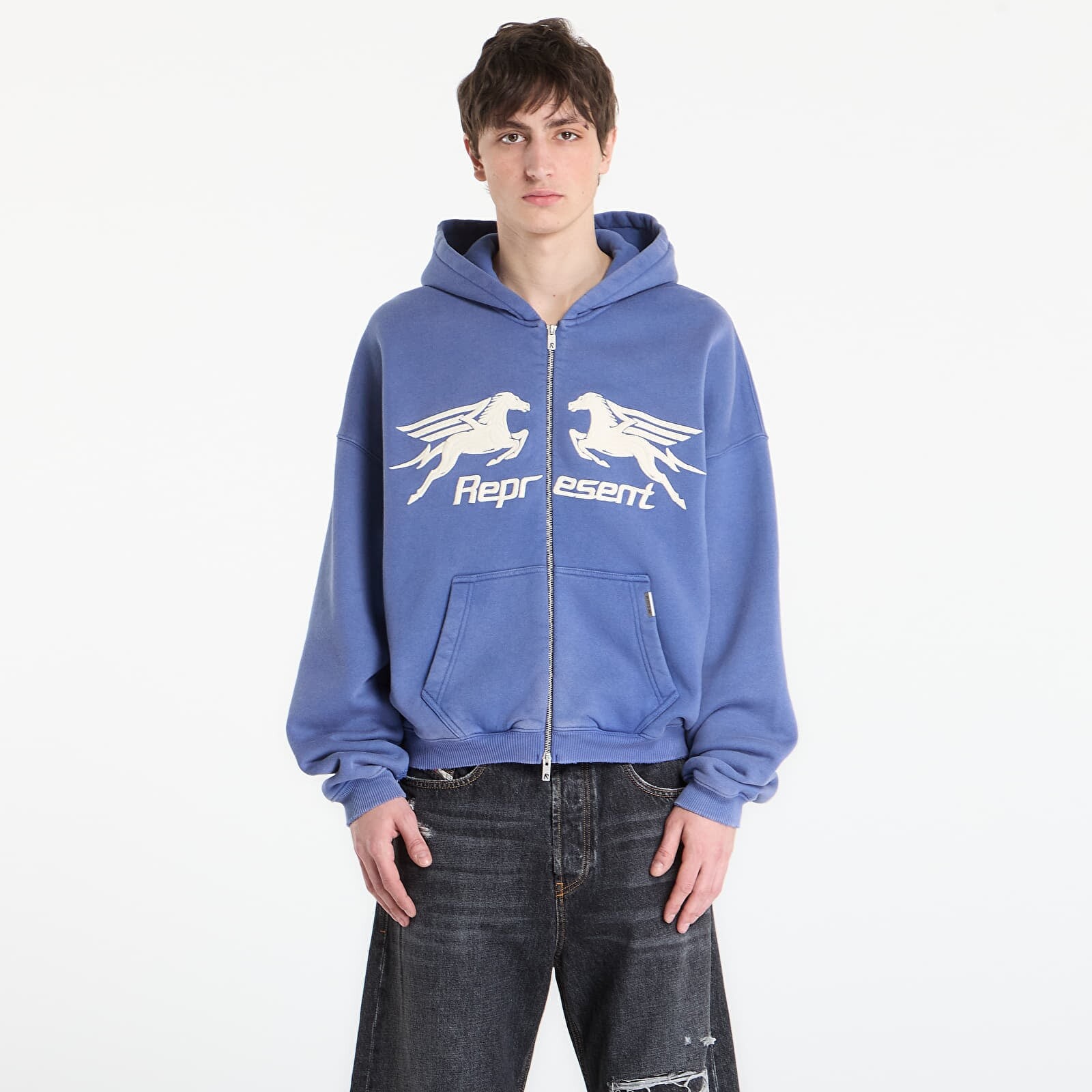 Mikina REPRESENT Pegasus Zip Through Hoodie UNISEX Indigo XL