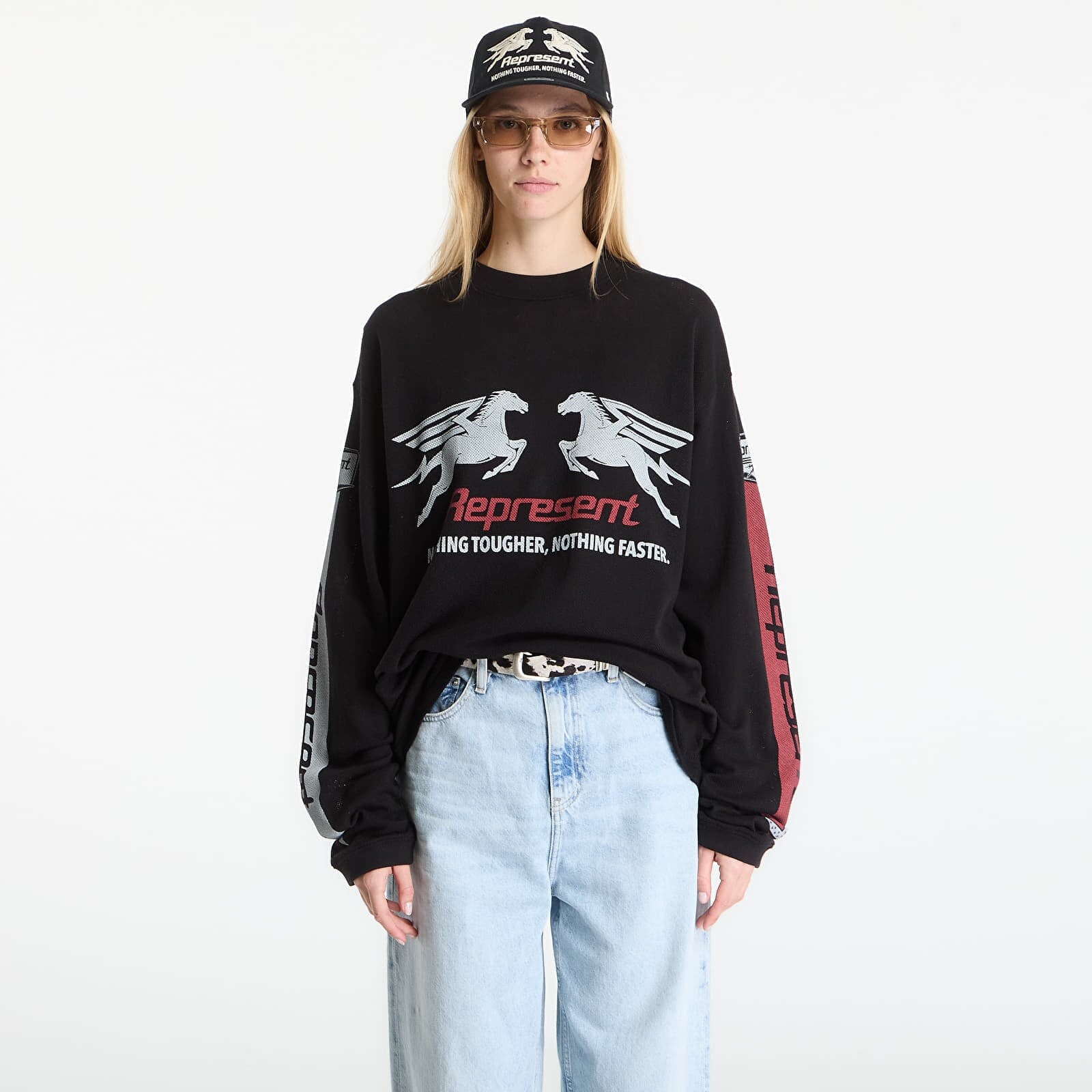 Tričko REPRESENT Mesh Pegasus Long Sleeve T-Shirt UNISEX Jet Black M