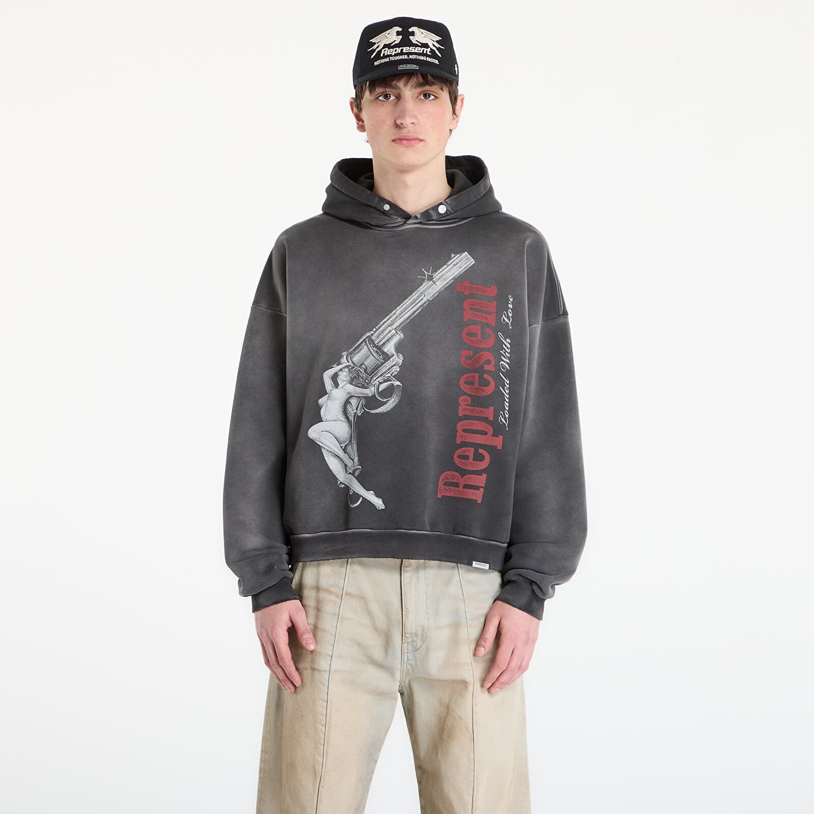 Mikina REPRESENT Loaded With Love Hoodie UNISEX Stained Black XXL