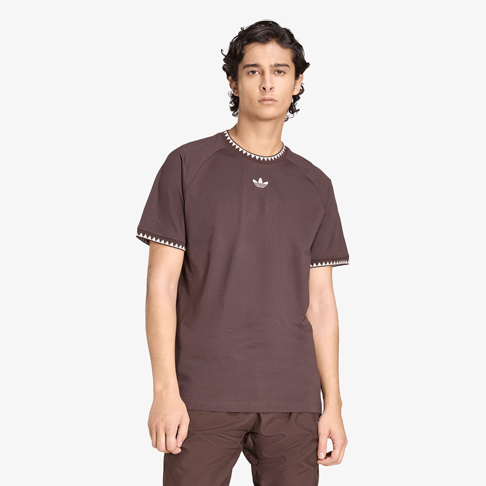 Tričko adidas Chest Stripes Engineered Collar T-Shirt Aurora Coffee M