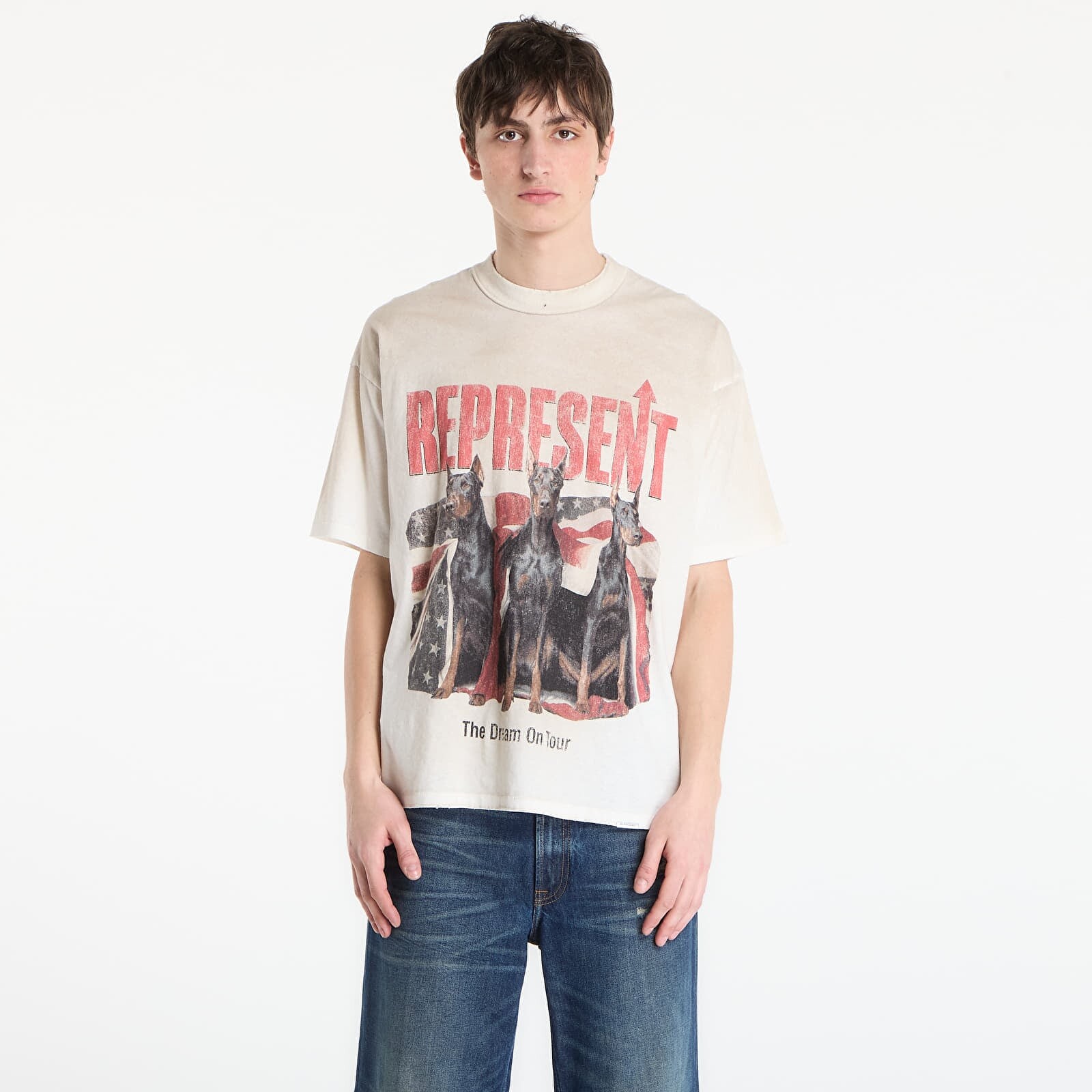 Tričko REPRESENT Dream On Tour T-Shirt UNISEX Washed Ecru XXL