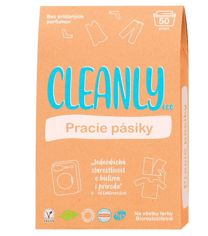 CLEANLY ECO Pracie pásiky Bez vône 50 praní 50ks
