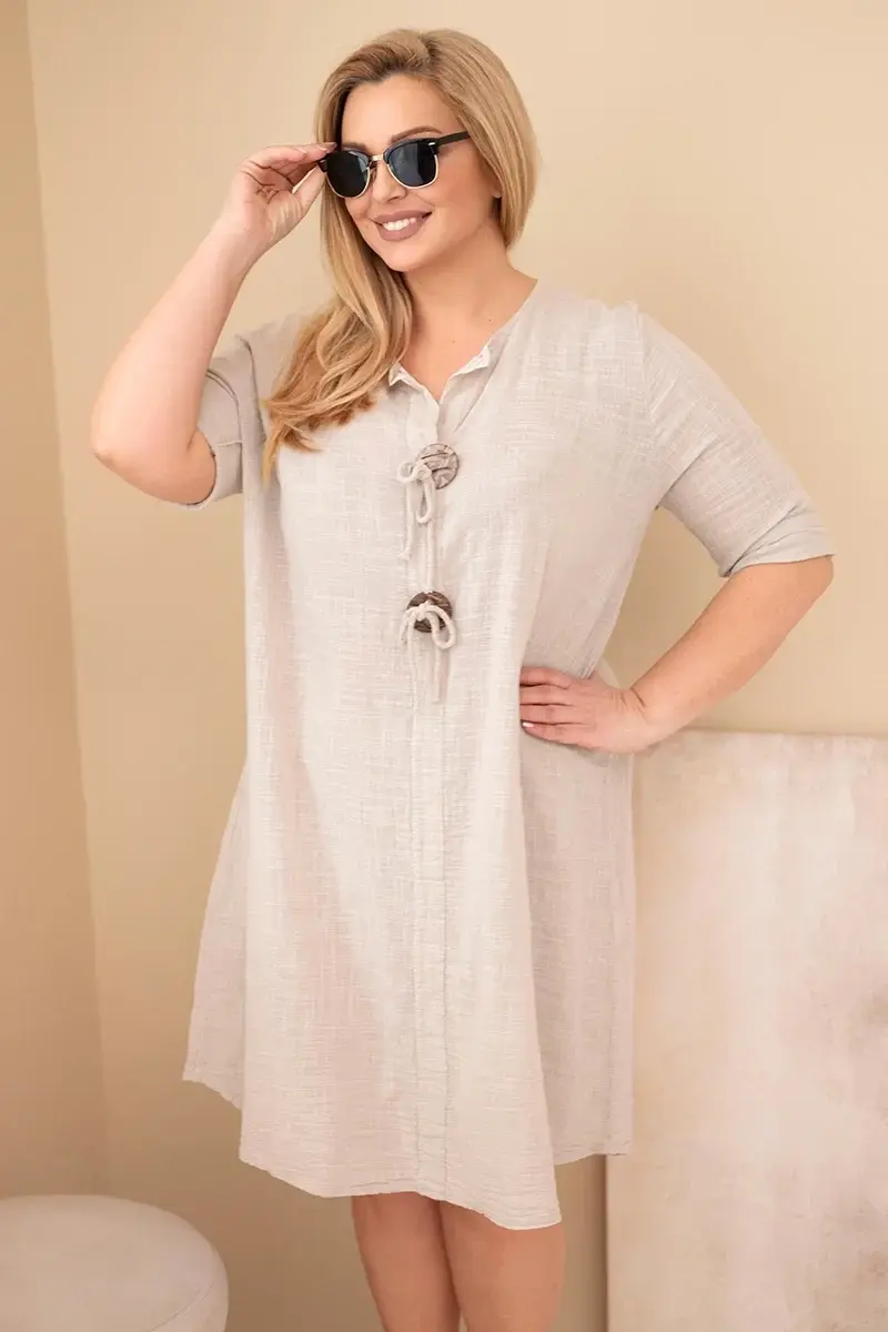 Kesi Włoski plus size bavlnené šaty s viazaním