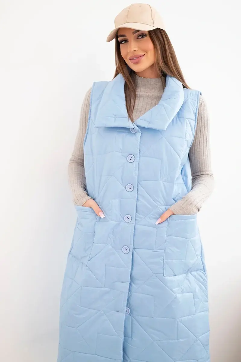 Kesi dámska dlhá prešívaná vesta s vreckami