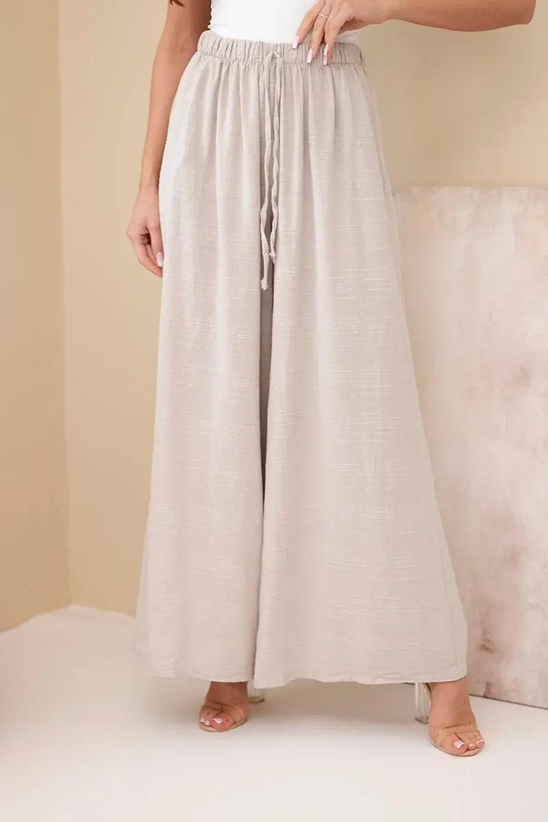 Kesi dámske široké bavlnené nohavice s gumou