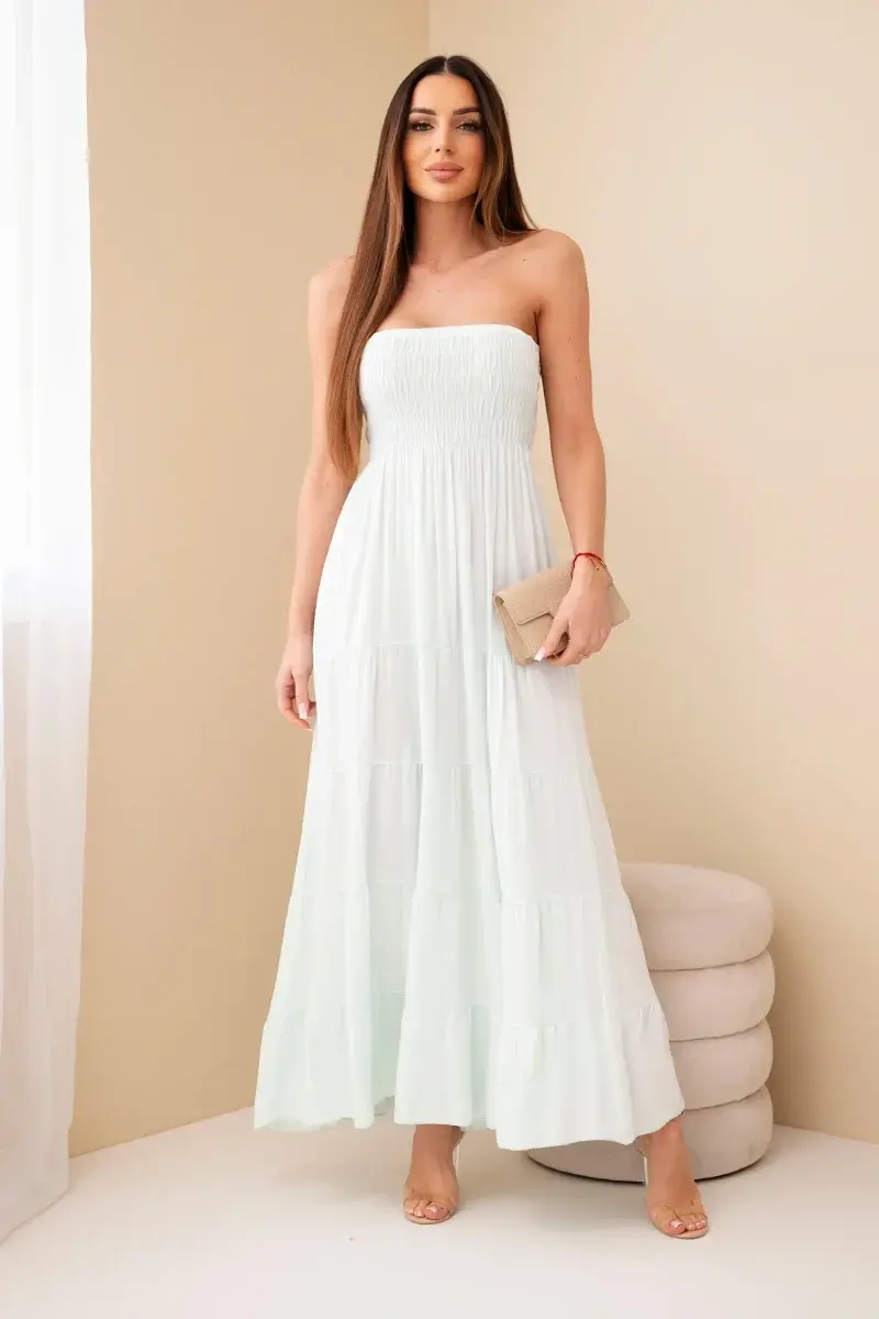 Kesi Włoski dámske maxi šaty s elastickým topom, mentolové