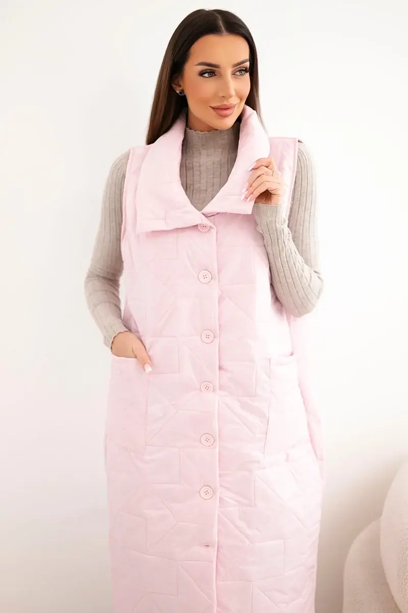 Dlhá prešívaná vesta s golierom