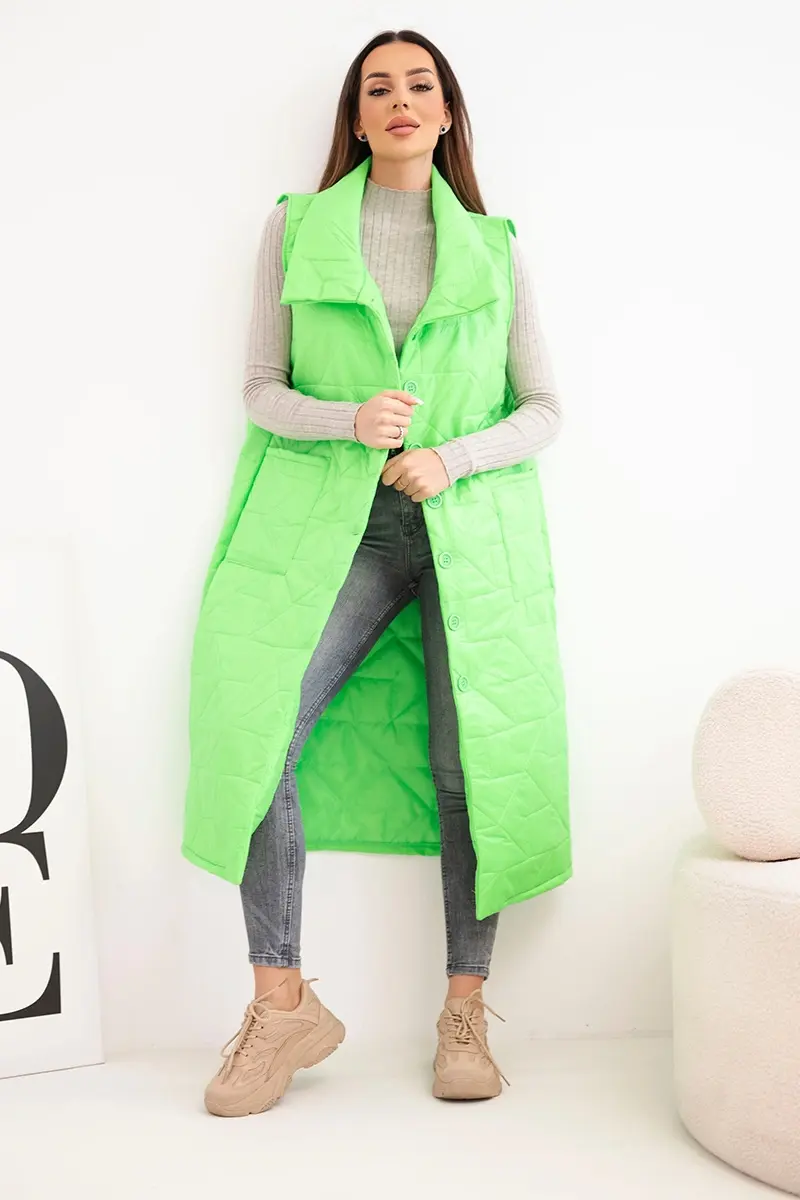 Kesi dámska dlhá prešívaná vesta neonová