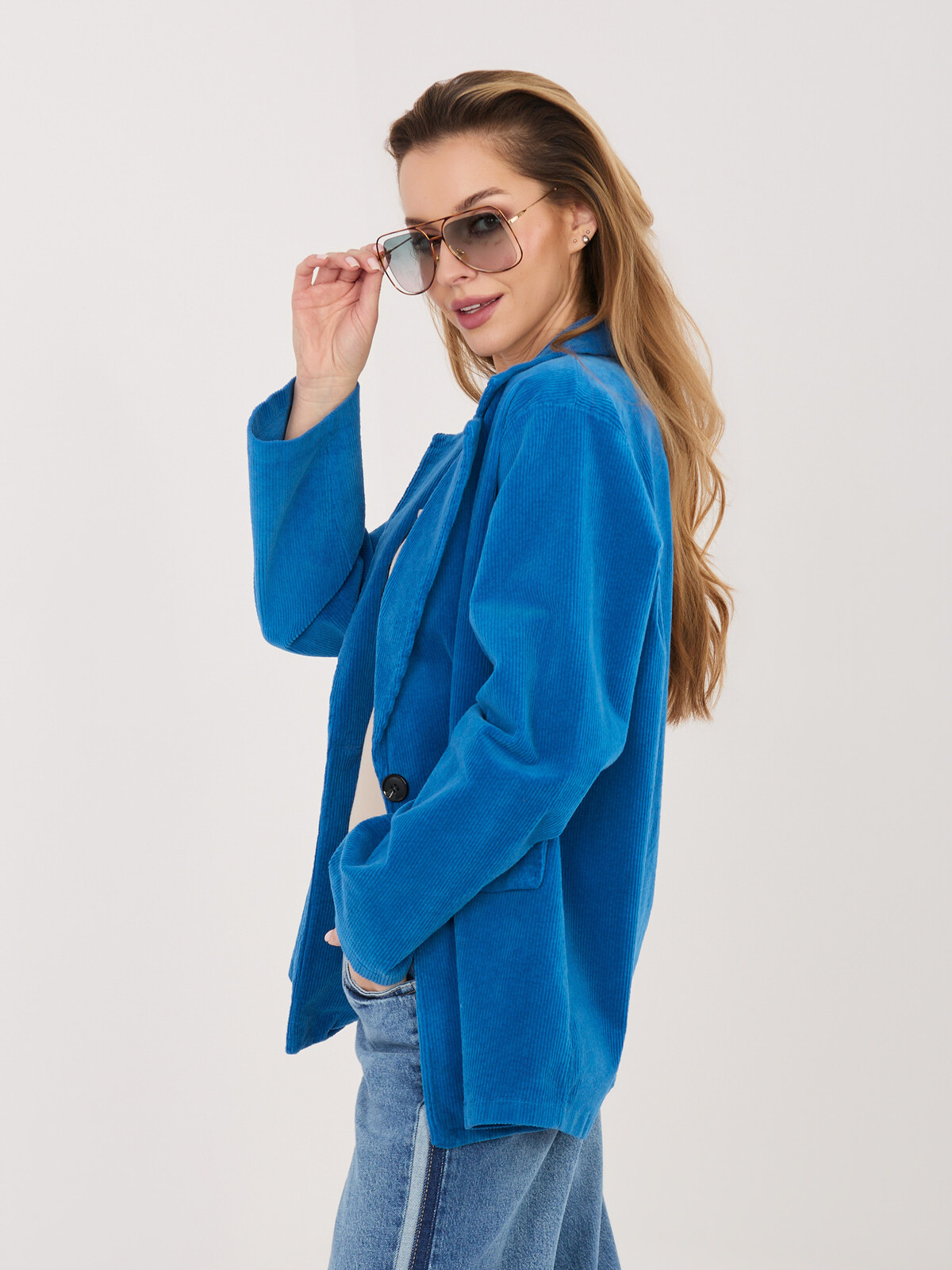 Kobaltová oversize rifľová bunda