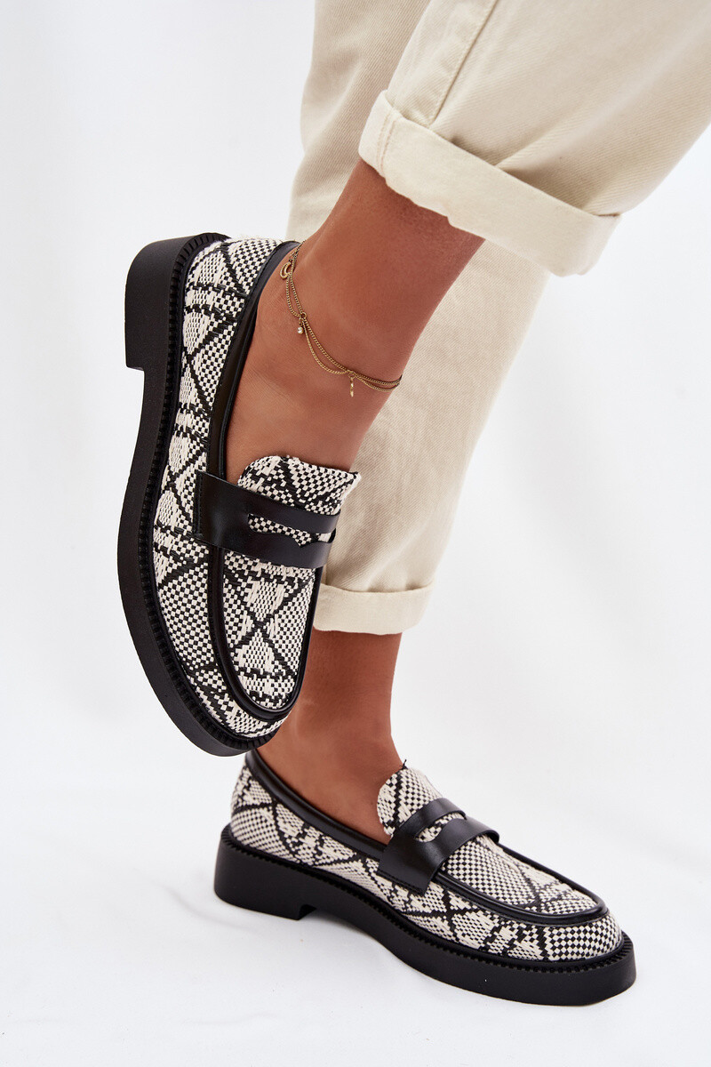 Dámske vzorované čierne mokasíny Barisa