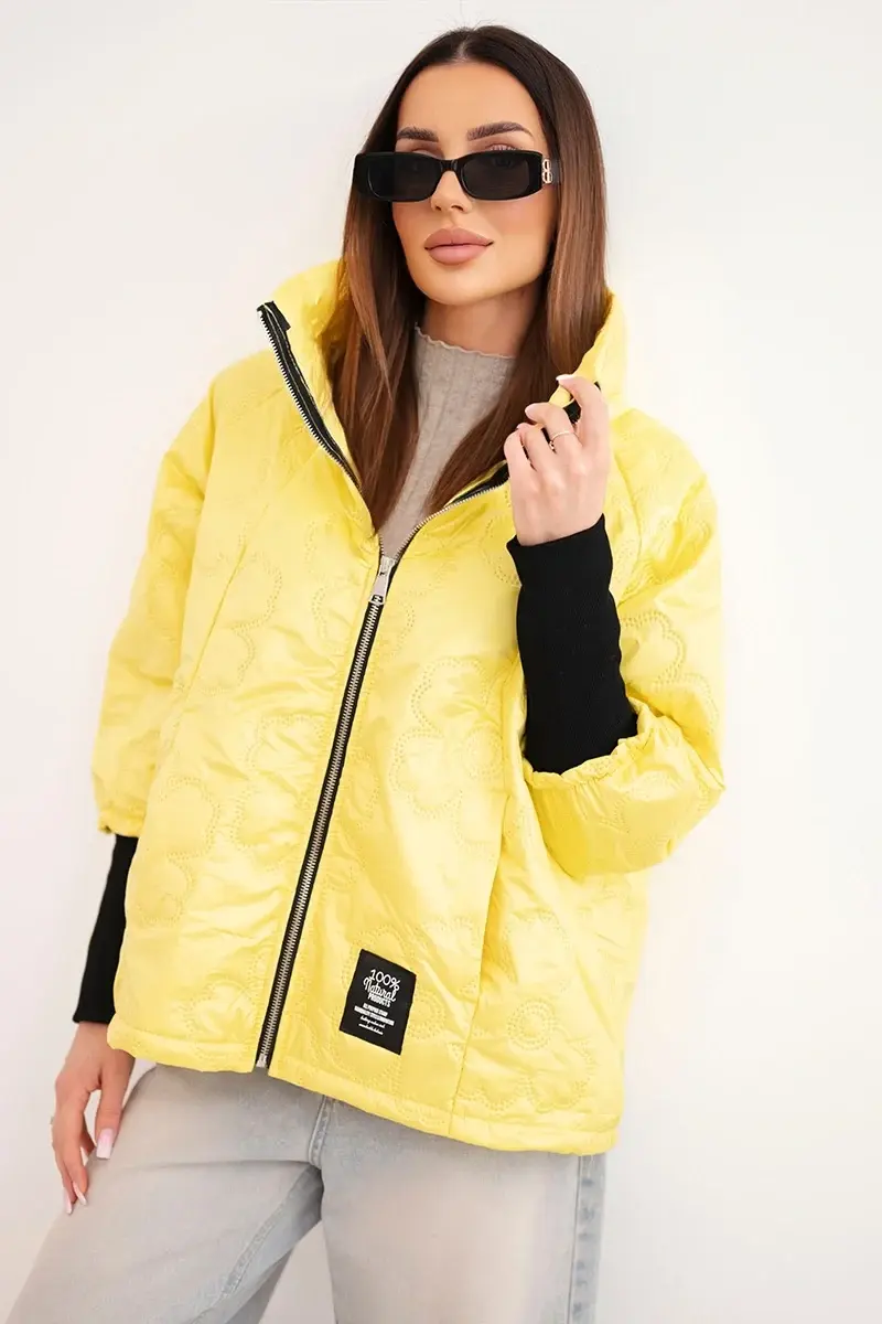 Kesi dámska prešívaná bunda so zipsom žltá