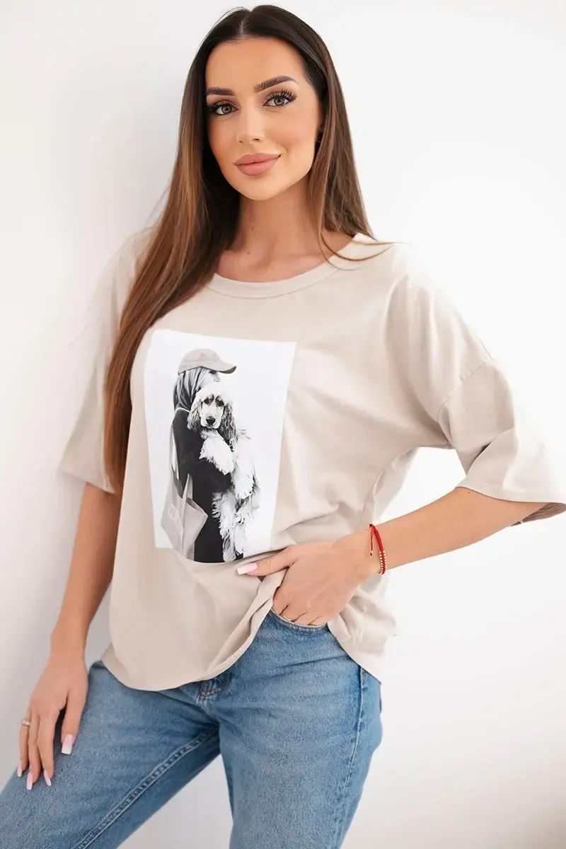 Kesi dámsky oversized bavlnený top s krátkymi rukávmi