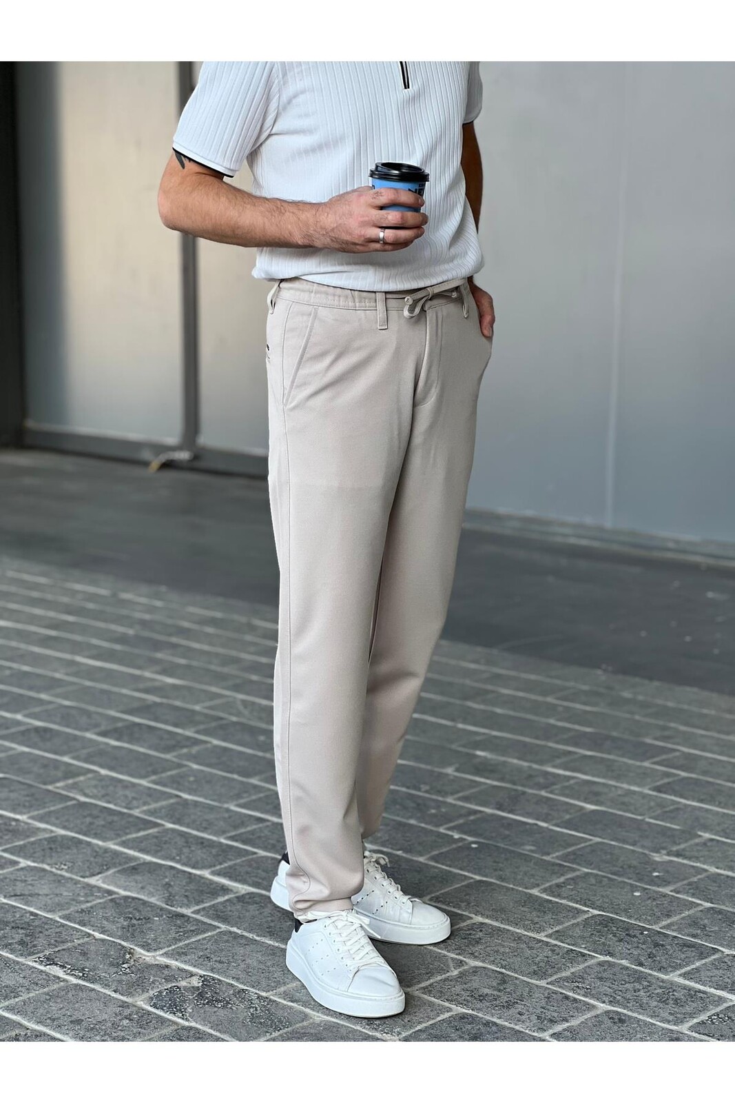 Pánske chino nohavice s elastickým pásom