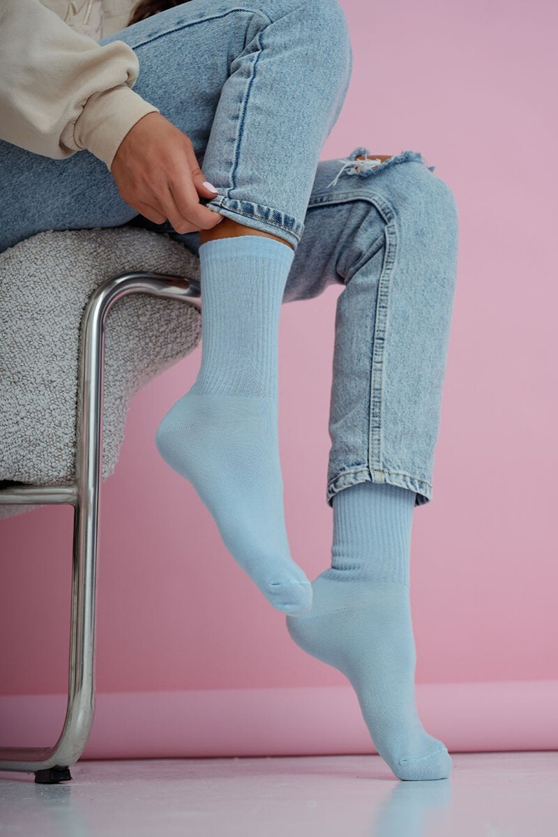 Milena Dámske pruhované pastelovo modré ponožky