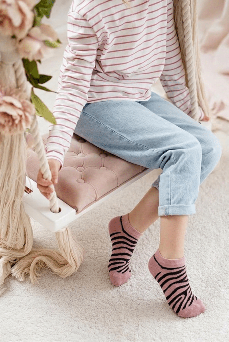 Milena detské členkové ponožky Zebra Pink