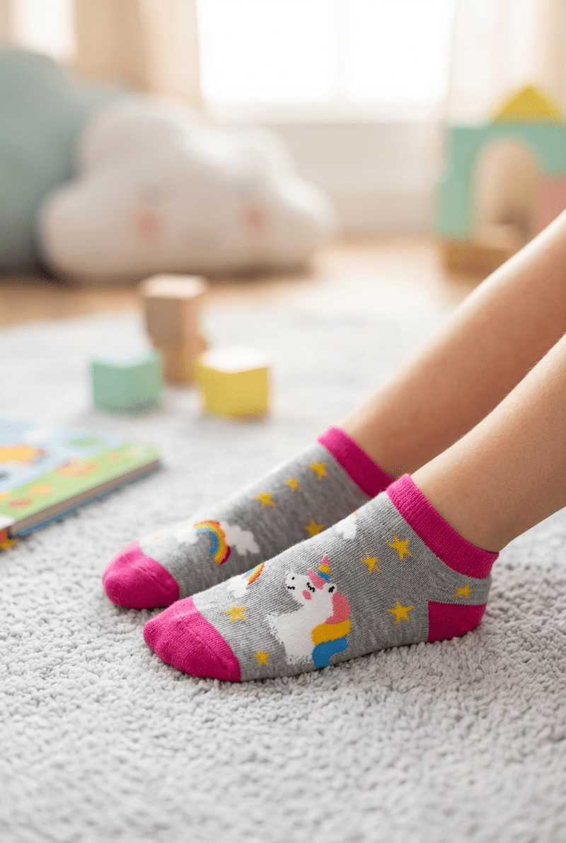 Milena detské členkové ponožky s jednorožcom sivé
