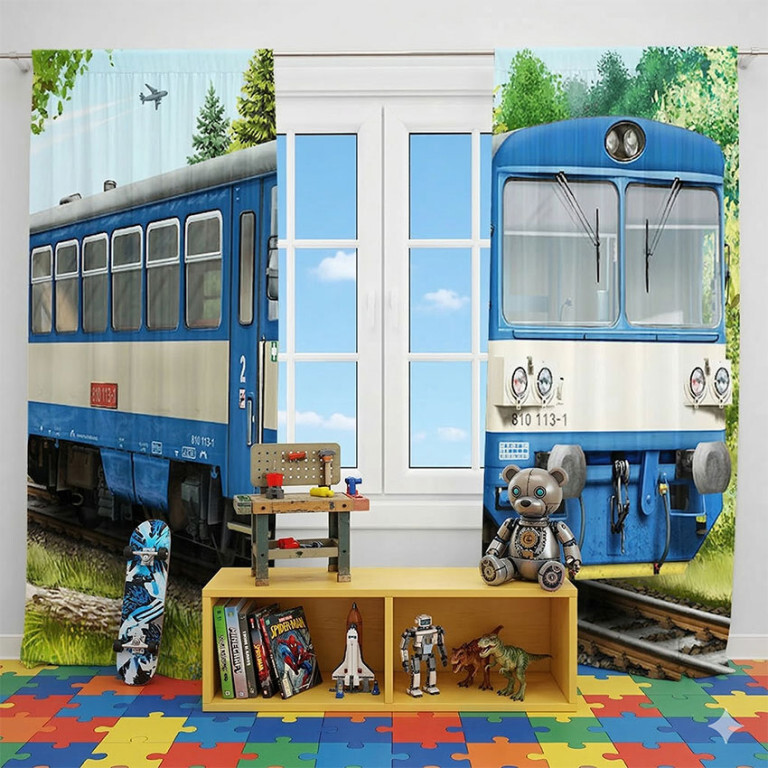 Závesy Lokomotíva 810 v prírode  (Rozmer: 140x250, Materiál: Interlock)