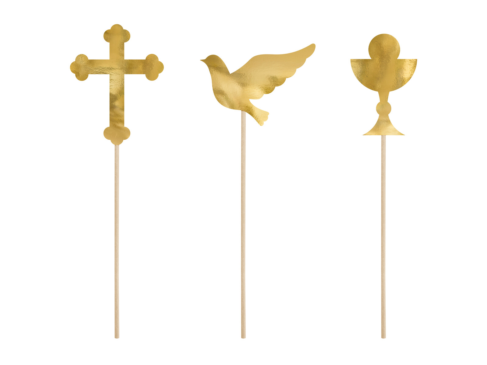 PartyDeco Zápichy zlaté - Prvé sväté prijímanie 26,5 - 31,5 cm