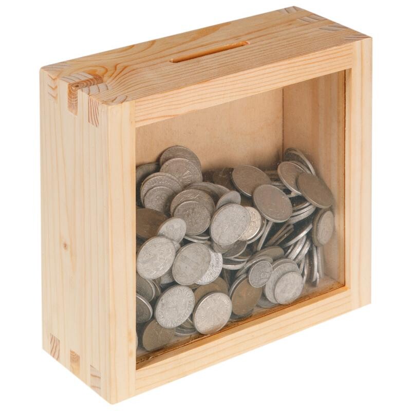 Fenwit Drevená pokladnička 17,5 × 17,5 × 7 cm