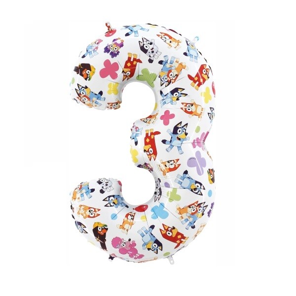 BP Fóliový balón narodeninové číslo 3 - Bluey 66 cm