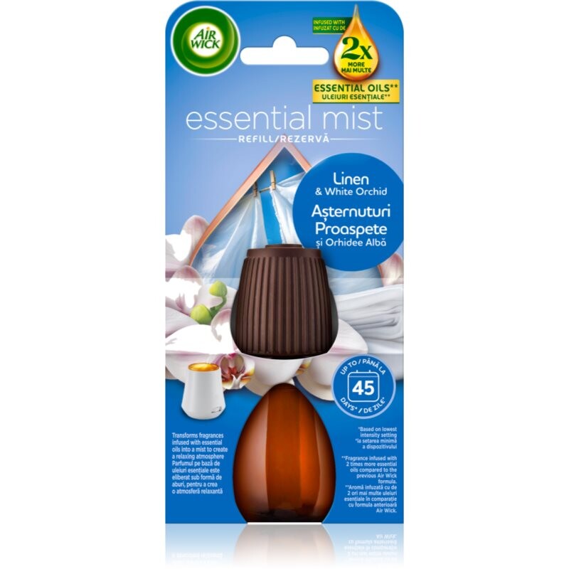 Air Wick Essential Oils Linen & White Orchid náplň do aróma difuzérov 20 ml