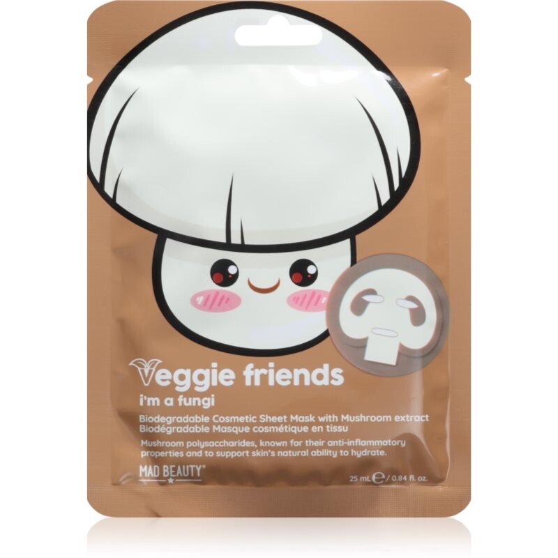 Mad Beauty Veggie Friends Mushroom plátenná maska s upokojujúcim účinkom 25 ml