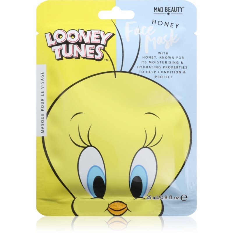 Mad Beauty Looney Tunes Tweety hydratačná plátienková maska s upokojujúcim účinkom 25 ml