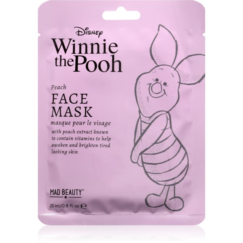 Mad Beauty Winnie The Pooh Piglet plátenná maska s rozjasňujúcim účinkom 25 ml