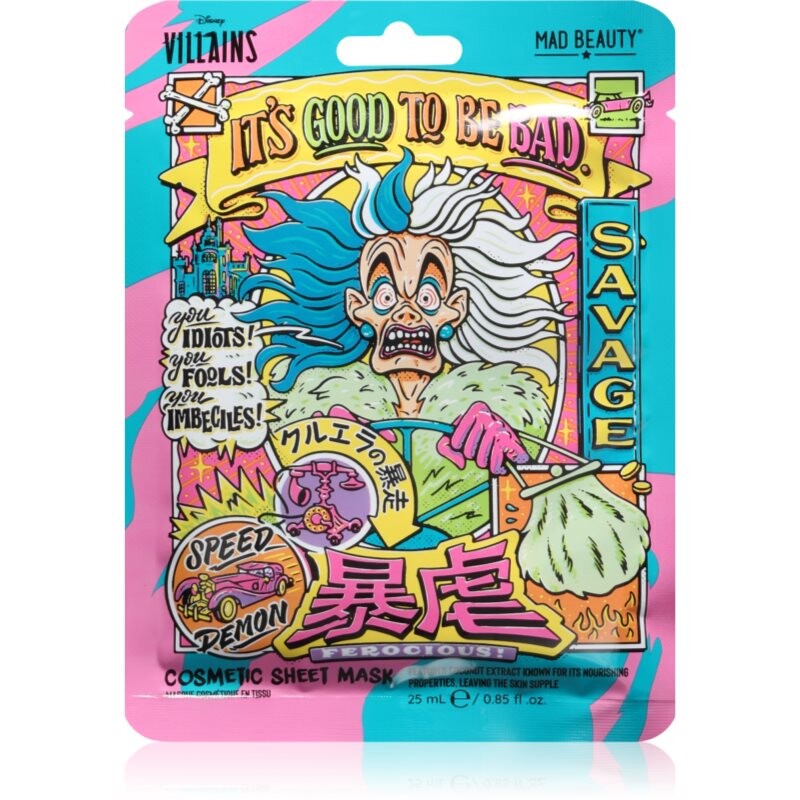 Mad Beauty Disney Villains Cruella vyživujúca plátienková maska 25 ml